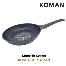[KOMAN] 4 Piece Set : BlackWin Titanium Coated (Frying Pan+Wok+Grill Pan) 28cm+Frying Pan 20cm-Nonstick Cookware 6-Layers Coationg Die Casting Frying Pan - Made in Korea